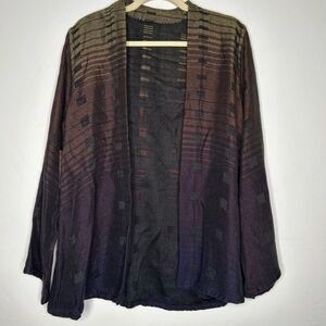 NWT Susan Neal Weaving Open Front Cardigan Tencel Warp Cotton Weft Size Small